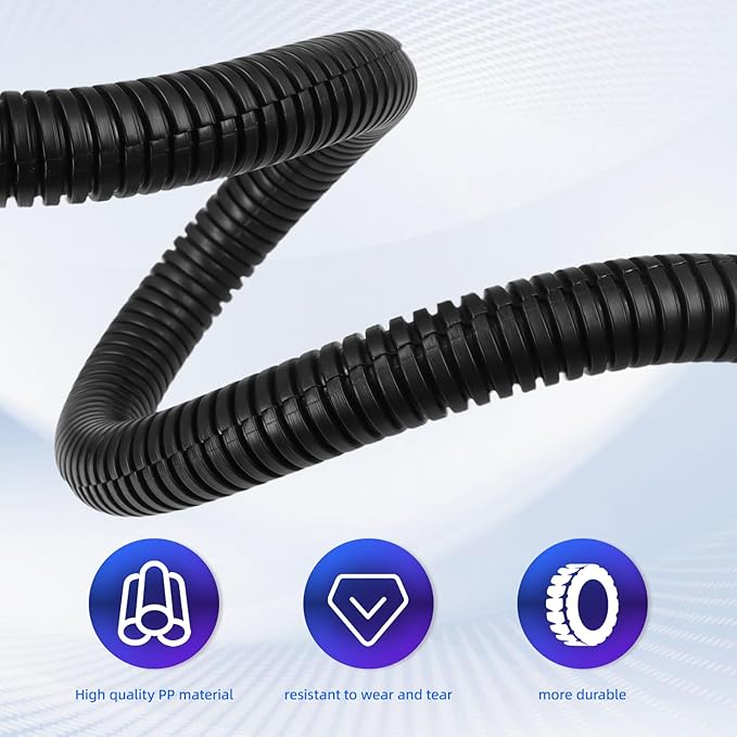 Split Wire Loom Tubing,10,25ft Cord Protectors from Pets No Chew, Flexible Wire Covers Cord Protectors, Protective Split Cable Sleeve for Automotive Home Industrial Wires(Black, 0.51inch-10ft)