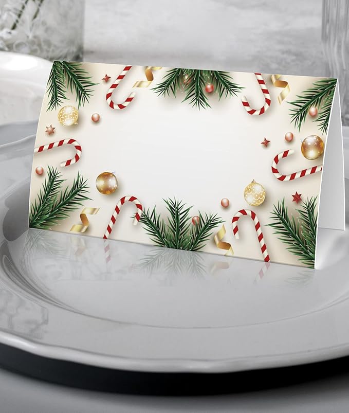 Christmas Food Tent Labels(25 pack) - Table Place Cards - Perfect for Banquet, Buffet Food Label, Party