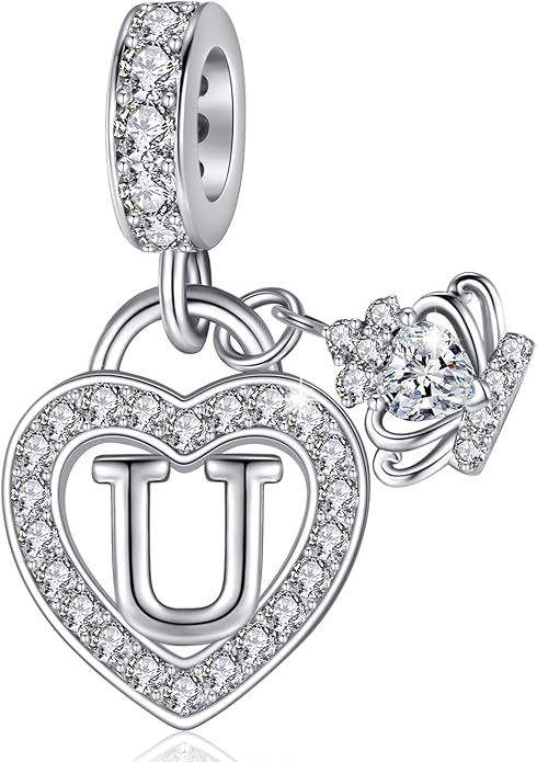 Letter Charms for Charms Bracelet: Silver Heart Alphabet Initial Dangle Charms Bead for Bracelets and Necklaces, Birthday Mother's Day Christmas Jewelry Gifts For Women