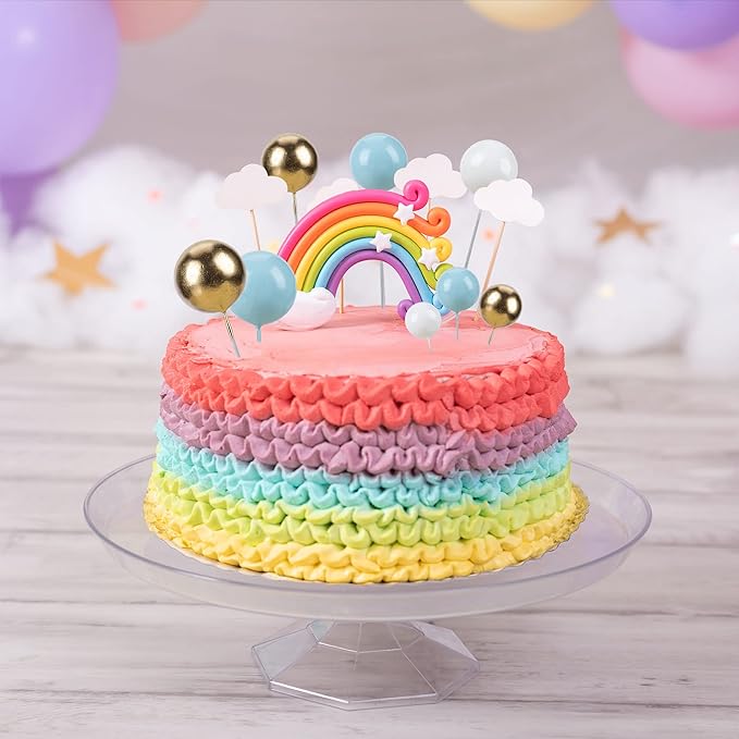 Gyufise 30Pcs Ball Cake Topper Ball Cake Picks Colorful Pearl Ball Shaped Cupcake Insert Cake Topper for Bear Theme Birthday Party Favors Wedding Decoration Supplies Blue White Gold