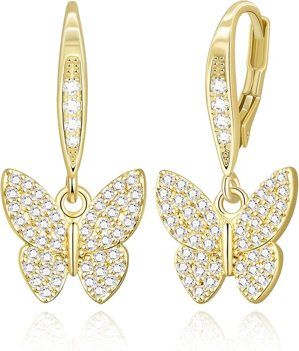 14K Gold Earring Cross Waterdrop Butterfly Heart Knot Earrings for Women Gold Silver Cross Leverback Drop Gold Silver Teardrop Hoop Dangle Earring White Gold Dangle Drop Earring