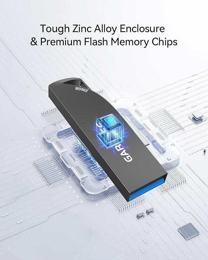 256GB USB Flash Drive, Metal USB 3.0 Memory Stick Waterproof Slim Thumb Drive Portable USB Drive with Keychain Hole Stylish Jump Drive for Computer/Laptop/Car/Smart TV