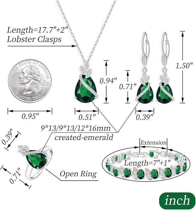 GZWHD Jewelry Set for Women CZ Earrings Necklace Ring Bracelet Set Prom Party Wedding Jewelry Gift for Mother Friend Wife