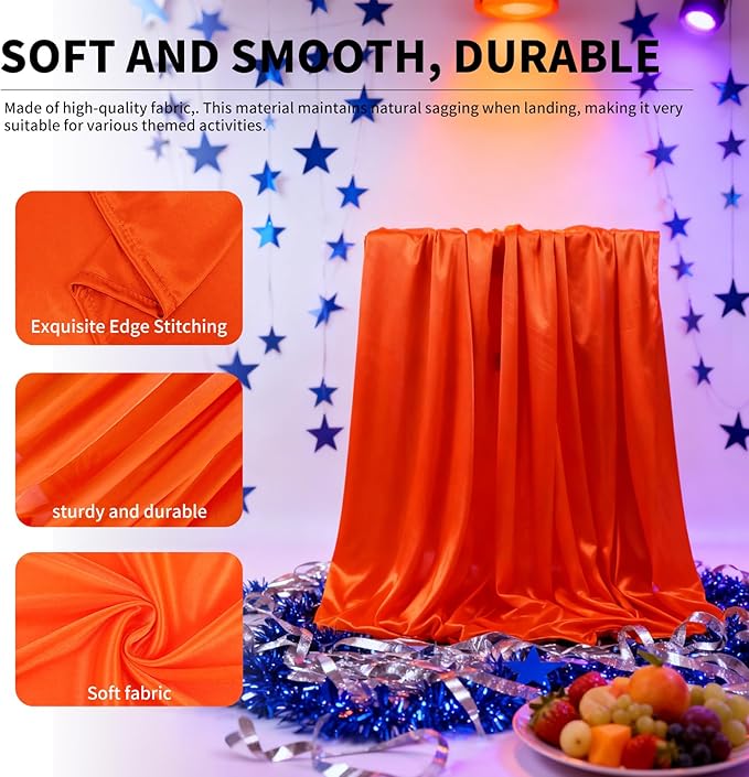 5x10FT Photo Stage Backdrop 2 Panels Curtains Drapes for Photography and Party (Orange)