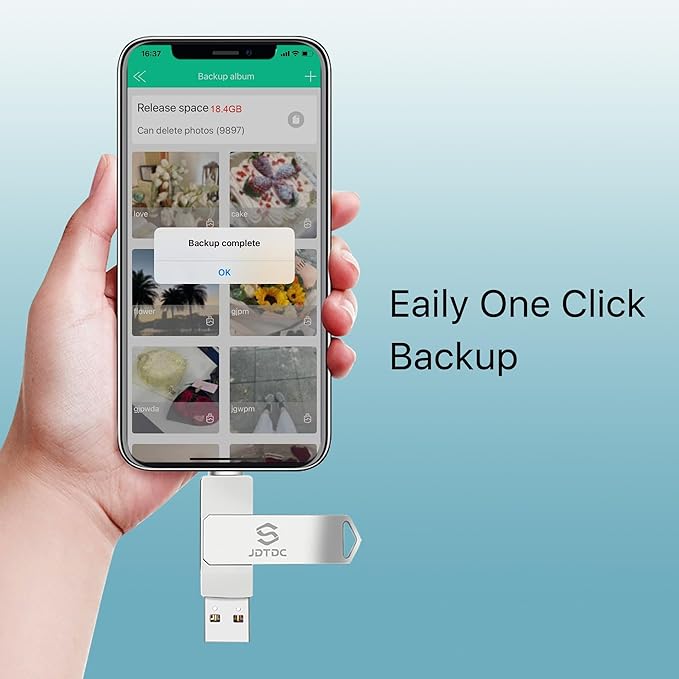 Genuine Apple MFi Certified 128GB iPhone-Photo-Stick Real Capacity iPhone-Memory-Storage-Stick for Photos Videos Contacts USB-Flash-Drive-Thumb-Drive-for-iPhone iPad Android External-Storage
