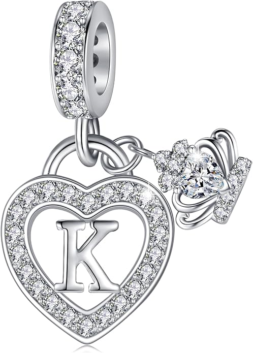 Letter Charms for Charms Bracelet: Silver Heart Alphabet Initial Dangle Charms Bead for Bracelets and Necklaces, Birthday Mother's Day Christmas Jewelry Gifts For Women