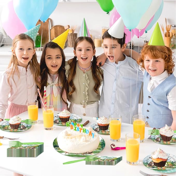 One Happy Camper Birthday Decorations - 96PCS One Happy Camper Plates and Napkins Party Supplies 1st Birthday Decorations Boy Adventure Camping Disposable Tableware Set Serve 24 Guests