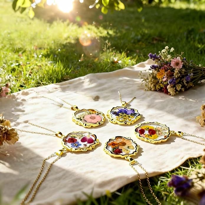 Birth Flower Necklace,1-12 Birth Month Flower Handmade Pendant Necklaces for Women Personalized Custom Floral Jewelry,Boho jewelry,Birthday Gift for Women Girls Best Friend