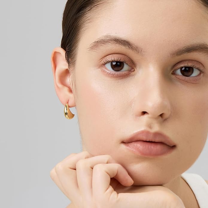 18K Gold Plated Huggie Hoop Earrings for Women, 925 Sterling Silver Post, Hypoallergenic Small Earrings