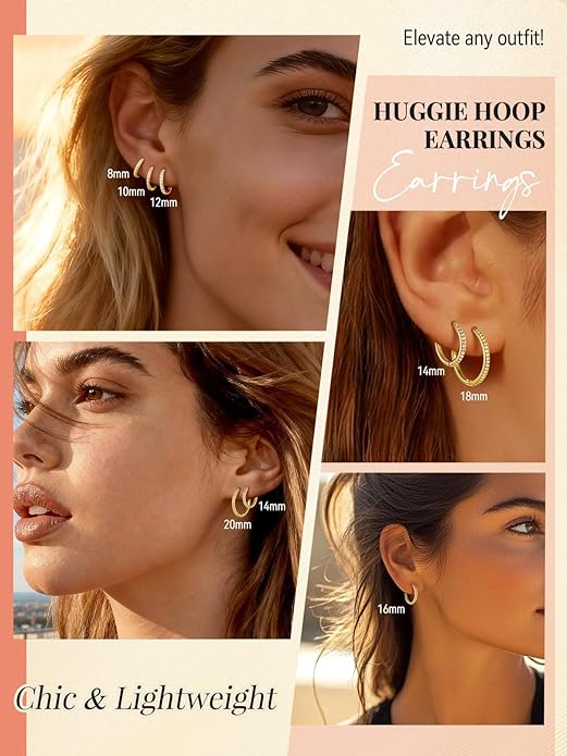 FaithHeart Sterling Silver Hoop Earrings for Women, Hypoallergenic Huggie Hoop Earrings Lightweight Small Cartilage Earrings Hoop Earring Dainty Everyday Earrings 6/8/10/12/14/15/16/18/20mm