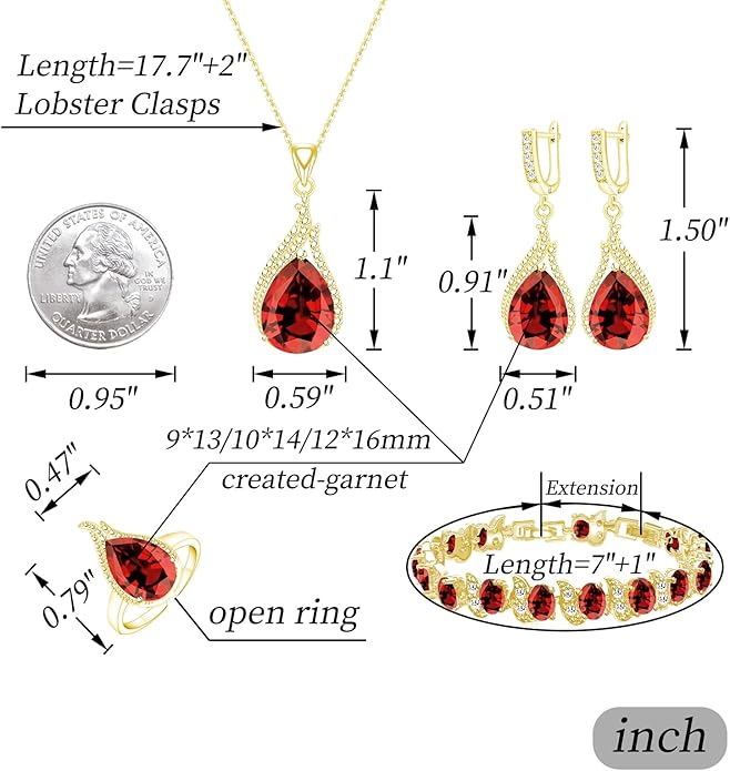 GZWHD Jewelry Set for Women CZ Earrings Necklace Ring Bracelet Set Prom Party Wedding Jewelry Gift for Mother Friend Wife