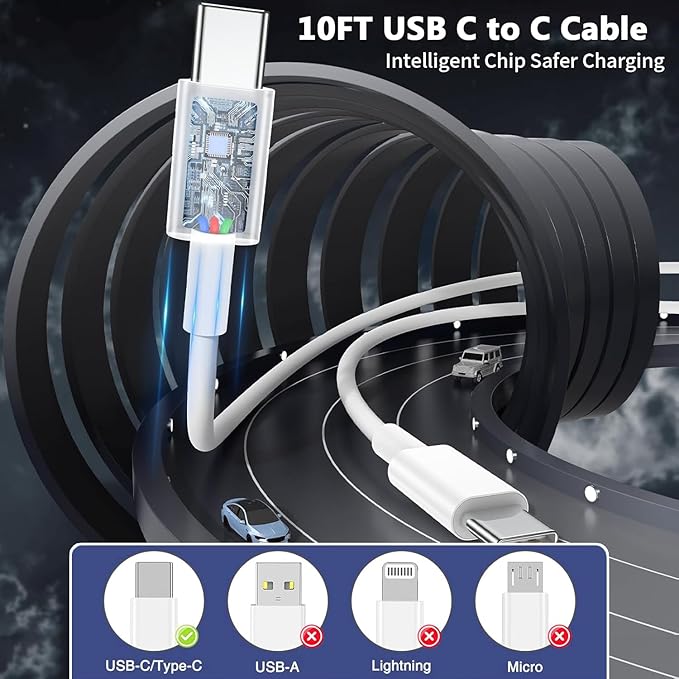 Charger for iPhone 16 15,Fast Dual Port USB C Charger Block,Double Type C Apple Wall Power Adapter Plug,10FT Quick USB C to C Charging Cable for iPhone 16/16 Pro Max/16 Pro/15 Pro/15 Plus,iPad Pro/Air