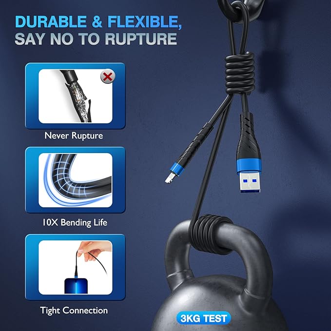 OIITH MFi Certified Short for iPhone Charger Cable 3 Pack 1 Ft, 12 inch for Lightning Charging Cord, Fast 2.4A for iPhone Data Cord Compatible with iPhone12/11/XS/Max/XR/X/8/8P/7P/6/iPad - Blue