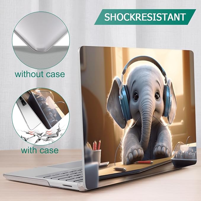Tuiklol Case for 15 Inch Microsoft Surface Laptop 5/4/3 2022-2020, Model 1979/1953/1872/1873 Hard Shell Cover, Keyboard Cover+Screen Protector+Dust Plugs, Elephant