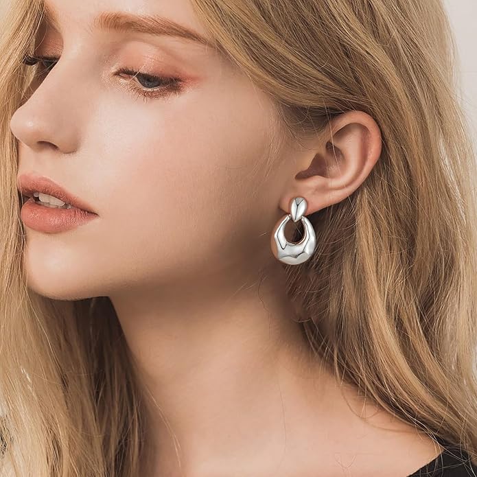 Clip on Earrings for Women Hypoallergenic Statement Retro Clip Earrings 14K Gold/Silver Plated Hoop Dangle Earrings 5A Cubic Zirconia Round Multiple Styles for Women Fashion Trendy Jewelry Gifts