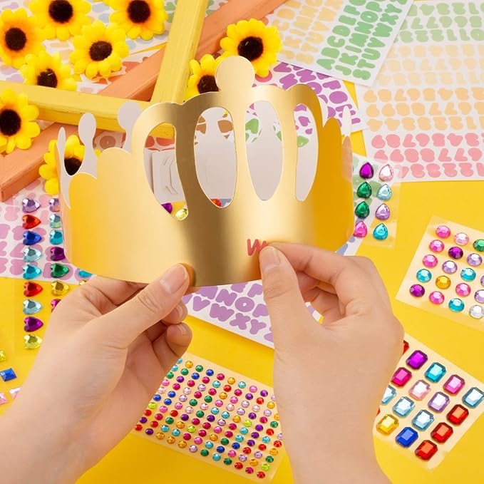 Gold Paper Crowns, Diy Birthday King Crowns Craft to Decorate, Paper Prince Princess Crown Hats for School Classroom