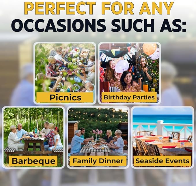RNOONY Vinyl Fitted Picnic Table Cover with Bench Covers and Bag, 6ft Outdoor Waterproof Windproof Tablecloth with Elastic Edges. Camping RV Gear Campers Must Have 72x30 Inches 4 Pcs Set (Black)