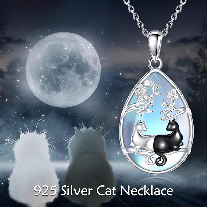 KQF Dragonfly/Butterlfy/Cat/Jellyfish/Bunny/Axolotl/Bee/Mermaid/Hummingbird/Elephant Necklace for Women Sterling Silver Moonstone Pendant Necklace Dragonfly Jewelry Gifts for Women