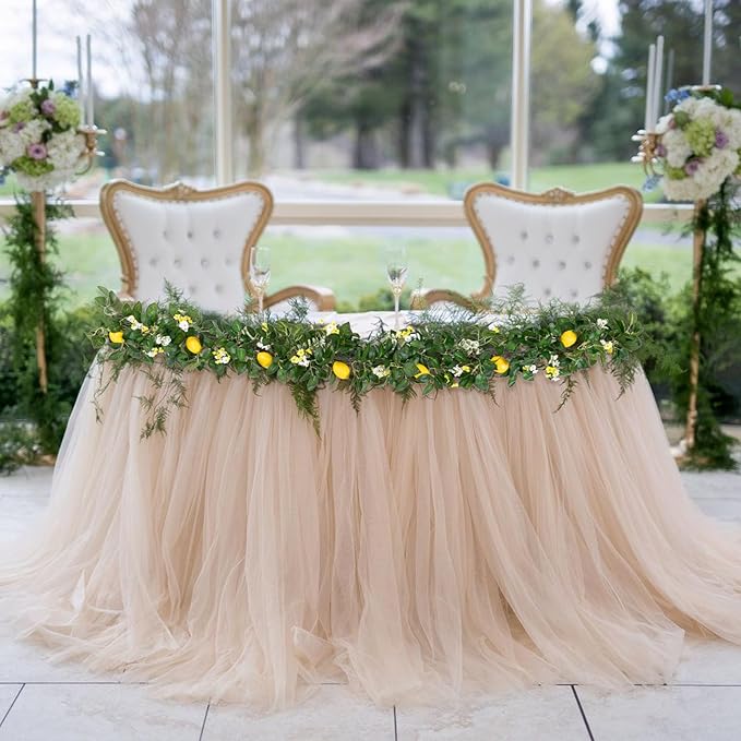 U'Artlines 2Pcs Total 12 Ft Artificial Lemon Garland Spring Summer Faux Fruit Vine Garlands with Greenery for Door Wall Mantle Wedding Party Table Decorations