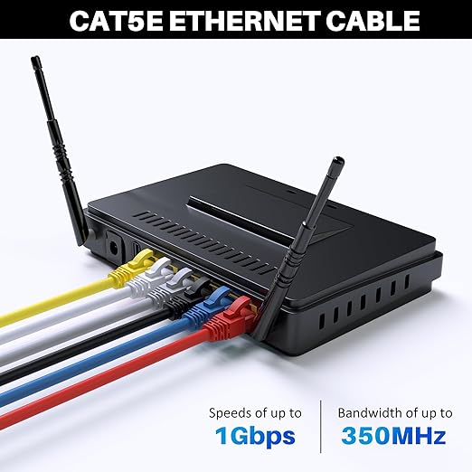 Cat5e Ethernet Cable 300 FT, Cat 5e Internet Cable, Blue Snagless Patch Cord, Flexible, Network, LAN, PoE, Standard RJ45 Connector for PC, Server, Router, Modem, TV, PS5 - with 15 Cable Ties
