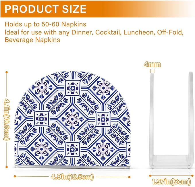 Napkin Holder, Blue and White acrylic Napkin Holder for Table Standing Napkin Holders for Table, Kitchen & Dining Room Decor
