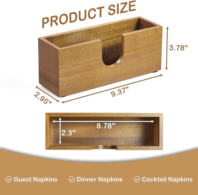 Guest Towel Holder for Bathroom, Acacia Wood Upright Napkin Holder for Kitchen Dining Table, Disposable Paper Hand Towel Holder, Napkin Dispenser for Countertop