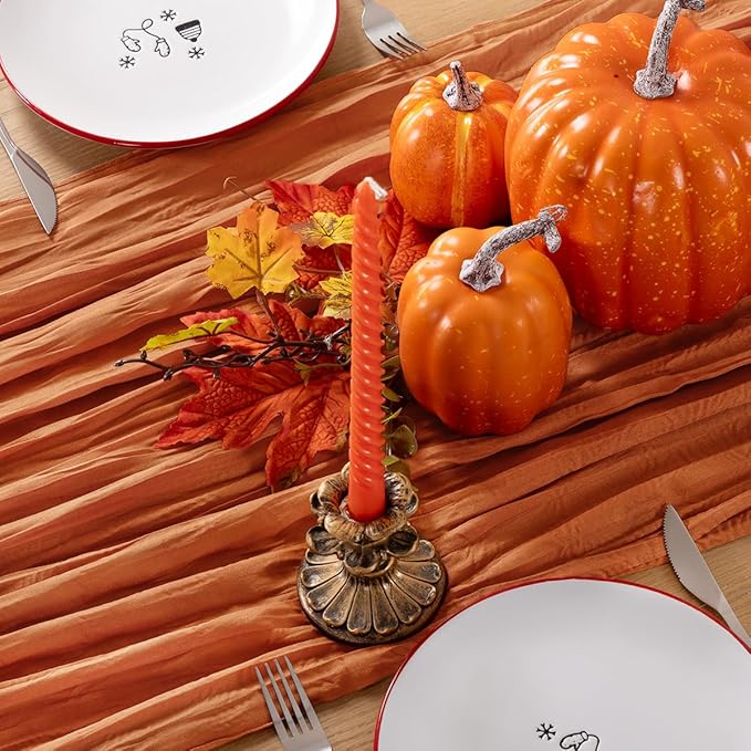 Fall Table Runner Terracotta Cheesecloth Table Runner 10FT Farmhouse Table Runners 120 Inches Table Decor Thanksgiving Dining Room Centerpiece Wedding Boho Baby Shower Birthday