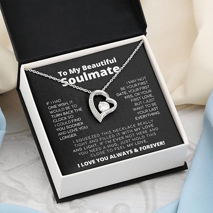 To My Beautiful Soulmate Necklace For Women, Necklace For Wife From Husband, Girlfriend Necklace From Boyfriend, Wife Birthday Gifts From Husband, Gifts Boxes For Women, Soulmate Necklace For Her