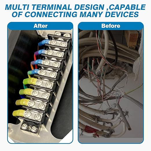 GLOSO Marine Terminal Blocks TBD Double Row Stainless 10-22 AWG Cu, 30A/600V- 1 Pack, 14 Poles