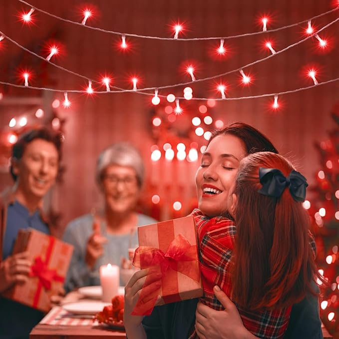 800 LED Christmas Lights Outdoor Indoor, String Lights for Outside with 8 Modes Waterproof, Plug in Twinkle Light Clear Wire for Bedroom Tree, Wedding, Garden, Party Decorations, Red
