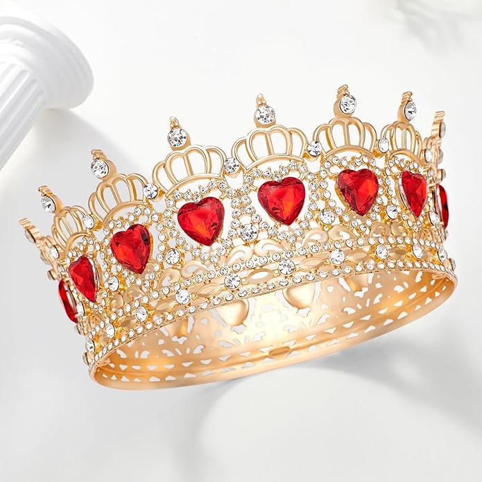 Queen Crown Wedding Rhinestone Heart Crowns and Tiaras for Women Costume Party Hair Accessories Princess BirthdayCrown Crystal Bridal Crown
