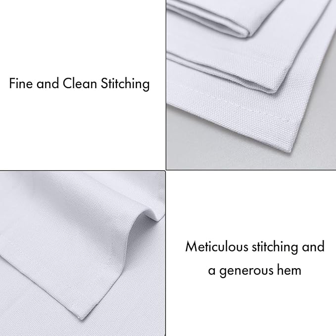 Ruvanti Premium Cloth Napkins Set of 6, 18x18 Inches, 100% Cotton, Washable, Soft & Absorbent, Perfect for Wedding, Christmas, ‎Thanksgiving Dinners - White