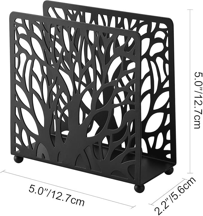 Farmhouse Black Napkin Holder for Tabletop Decor and Kitchen, Metal Table Napkin Holder Stand for Home Restaurant Picnic Party