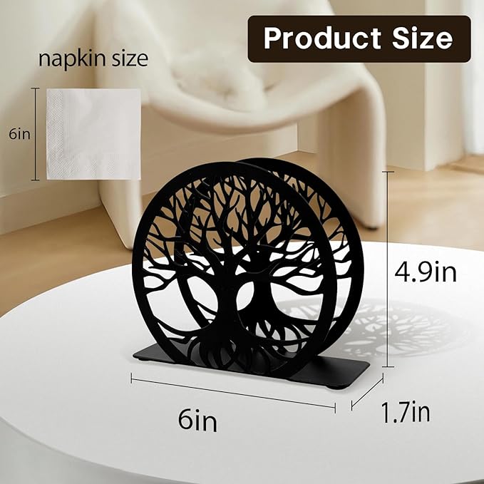 Napkin Holder for Table, Standing Napkin Dispenser Outdoor Farmhouse Black Cocktail Napkin Holders for Kitchen Coffee Shop Dining Room (6"x 1.7"x 4.9")