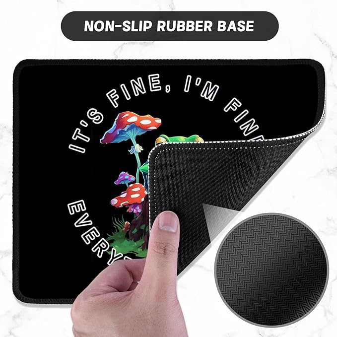 ITNRSIIET Mouse Pad with Stitched Edge Premium Textured Smooth Precise Operation Waterproof Washable Non-Slip Rubber Base Desktop Protection Mat, 10.2×8.3×0.12 inches, Lonely Frog