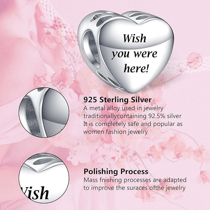 Annmors Personalized Photo Charms For Bracelets/Necklace 925 Sterling Silver Love Heart Shaped Engraved Customize Picture Gift for Birthday Mother's Day,Bead Charms Jewelry for Women