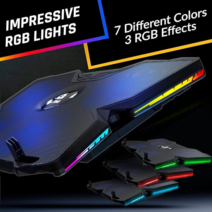 KLIM Wind Laptop Cooling Pad - More Than 500 000 Units Sold - New Version - The Most Powerful Rapid Action Cooling Fan - Laptop Stand with 4 Cooling Fans at 1200 RPM - USB Fan - PS5 PS4 - RGB