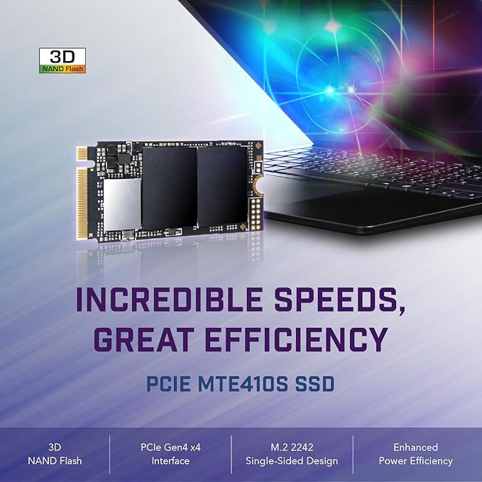 Transcend 512GB M.2 2242 SSD, Up to 5000MB/s, PCIe Gen4x4 NVMe 3D TLC, for Ultra-Thin Laptops, Lenovo Legion Go&Yoga Gen 6, ASUS ExpertBook&ZenBook, Mini PC, DRAM-Less Design for Low Power Consumption