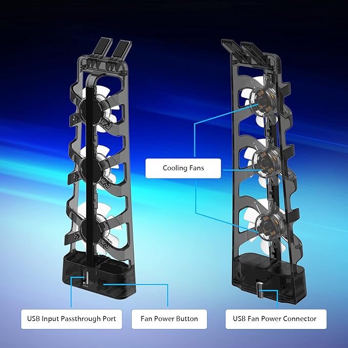 NexiGo PS5 Accessories Cooling Fan [Auto On/Off] with LED Light, for Both Disc and Digital Editions, Efficient Cooling System, Compatible with Horizontal Stand For Gaming Console