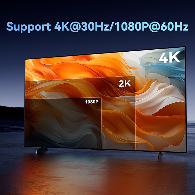 4K 1x8 HDMI Splitter 1 in 8 Out, 8 Port HDMI Splitter Support 4Kx2K@30Hz Duplicate/Mirror, HDM 1.4, EDID, HDCP, 3D Video Play for Projector, HDTV