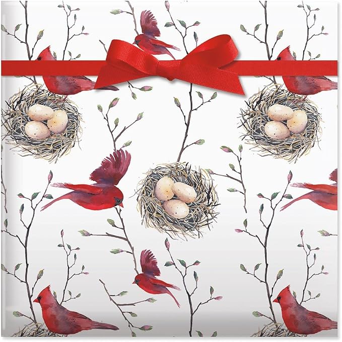 Current Winter Greeting Cardinal Christmas Rolled Wrapping Paper - Premium Classic 23-Inch x 8-Foot Gift Wrap Roll, 15 Square Feet Total