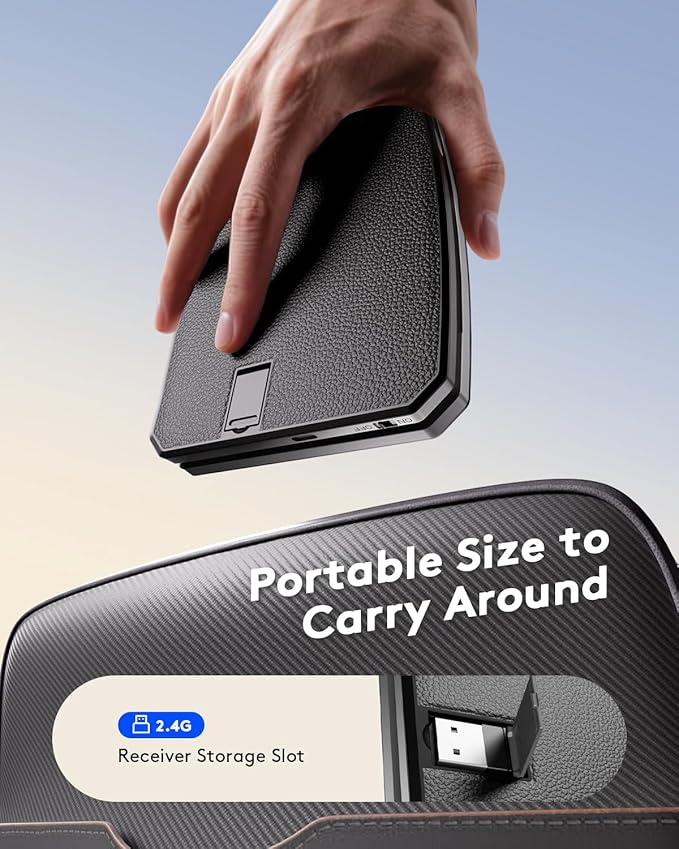Samsers Ergonomic Foldable Keyboard, KE09U Folding Travel Bluetooth Keyboard with 6-Row Layout, Dual-Mode(2.4G+BTx2) Split Portable Design with USB Slot, for iPhone iPad Smartphone Tablet Laptop PC