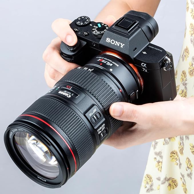 Viltrox EF-NEX IV Lens Adapter EF/EF-S Lens to E-Mount Auto Focus Lens Adapter Ring for Canon EOS EF/EF-S Lens to Sony E Mount Cameras A9 A9II A7IV A7III A7R A7 A6700 A6600 A6000 NEX-VG30 NEX-EA50