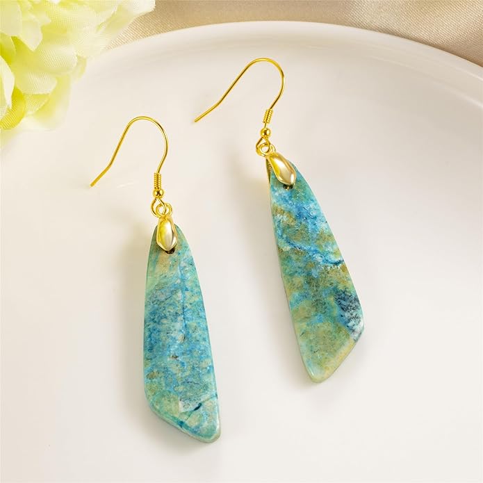 SELOVO Jasper Stone Earrings for Women Trendy Dangle Earrings Fishhook Drop Earrings