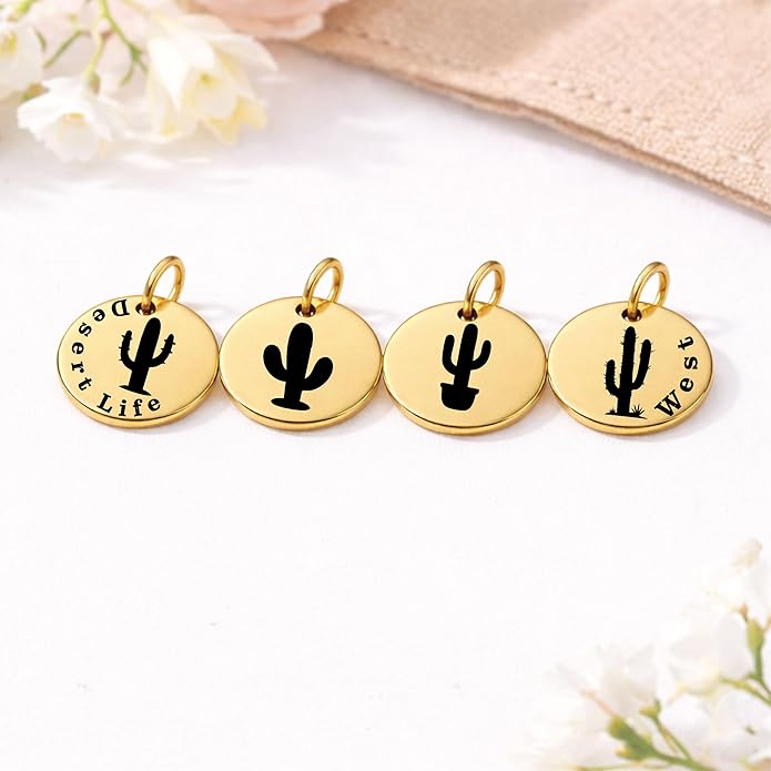 SM Design Western Charm Set of 4 – Stainless Steel Western Charms for Bracelets & Necklaces – Cowgirl, Ranch & Country Style Jewelry Charms – Western Gift for Women & Moms