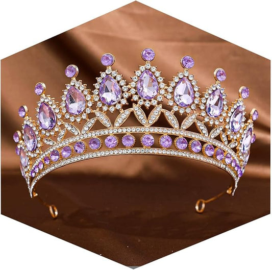 FORSEVEN Crystal Tiaras and Crowns for Women - Wedding and Birthday Party Princess Crown Hair Accessories - Bride Rhinestone Headband Halloween Decorations Hairband