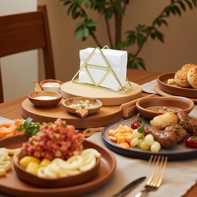 AIM & GGKK Gold Napkin Holder for Table - Triangle Metal Wire Paper Napkin Holder, Modern Restaurant & Home Dining Accessories (6.77" L x 4.4" H)