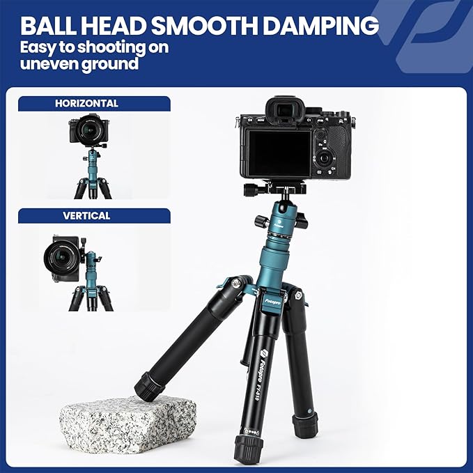 Fotopro Mini Tripod with Ball Head Phone Mount Detachable Selfie Stick Folded only 8.6" Max Load up to 6.6 lbs FY-810 Blue