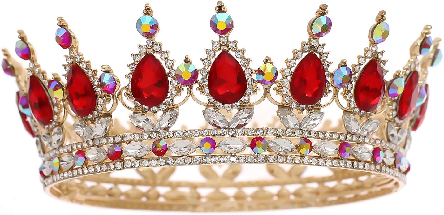 FORSEVEN Queen Crown Rhinestone Wedding Crowns and Tiaras for Women Costume Party Hair Accessories Princess Birthday Crown Crystal Bridal Crown Halloween Decorations Headband