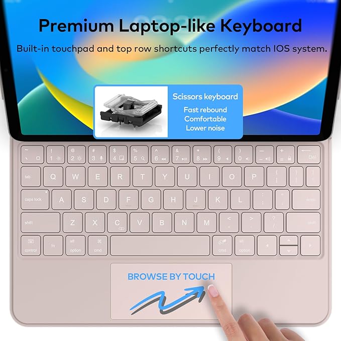 Keyboard Case for iPad 10th Generation 2022 & 11th (A16, 2025) – Magic-Style Keyboard with Multi-Touch Trackpad – Floating Cantilever Stand – Magnetic Case for iPad 10.9 inch 10th / 11th Gen.